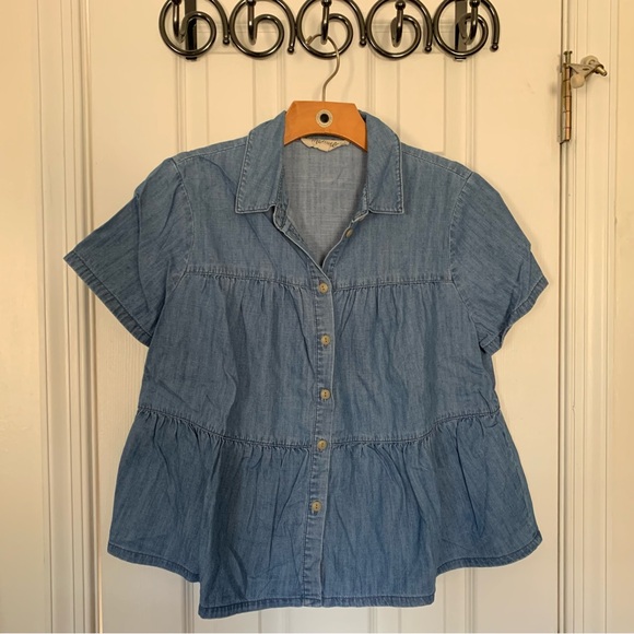 Madewell Lang Denim Seamed Button-Down Shirt - Picture 7 of 12